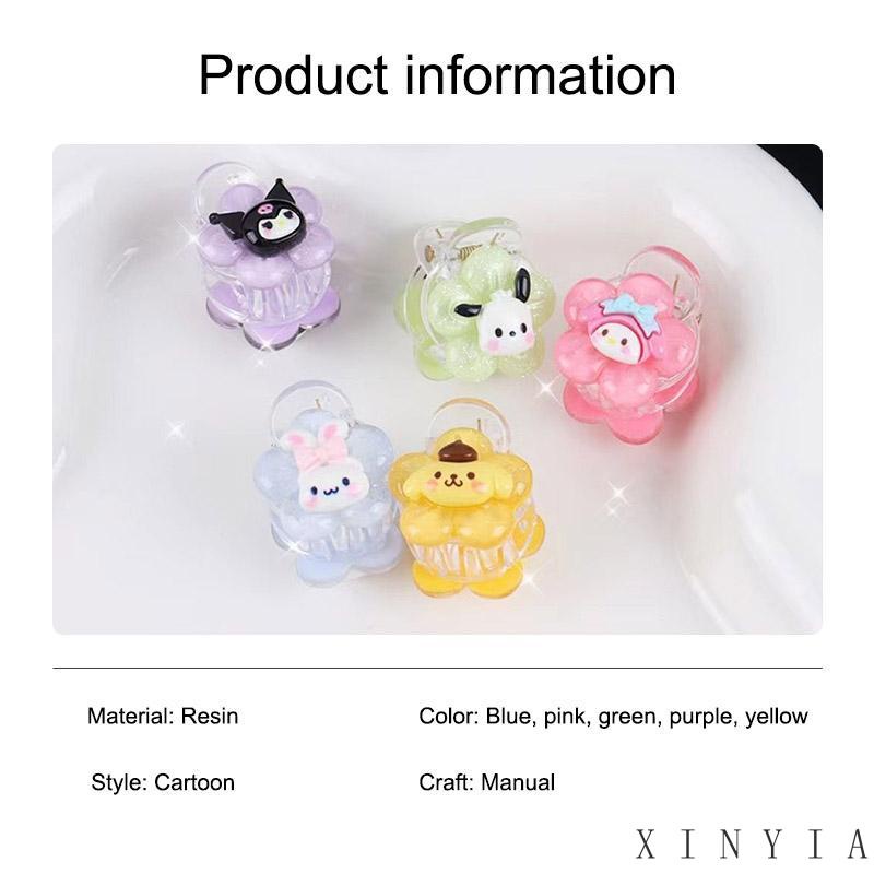 【Bayar di tempat】Cinnamoroll Kuromi Remaja Mahasiswa Kartun Manis Jepit Rambut Transparan Bunga