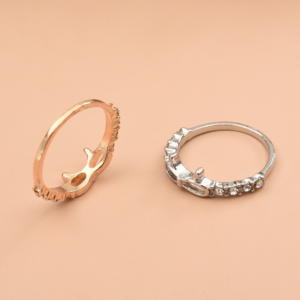 Hadiah Yang Indah Halus Tipis Elegan Busur Jari Cincin Fashion Perhiasan Sederhana Bertatahkan Zirkon Pesta Pernikahan Rings Wanita Adjustable Open Ladies