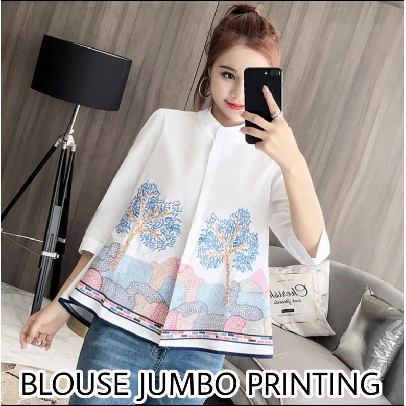 JUNE ATASAN JUMBO PRINTING/BAJU JUMBO/ATASAN BIG SIZE/BAJU KERJA JUMBO/ATASAN DALIA JUMBO