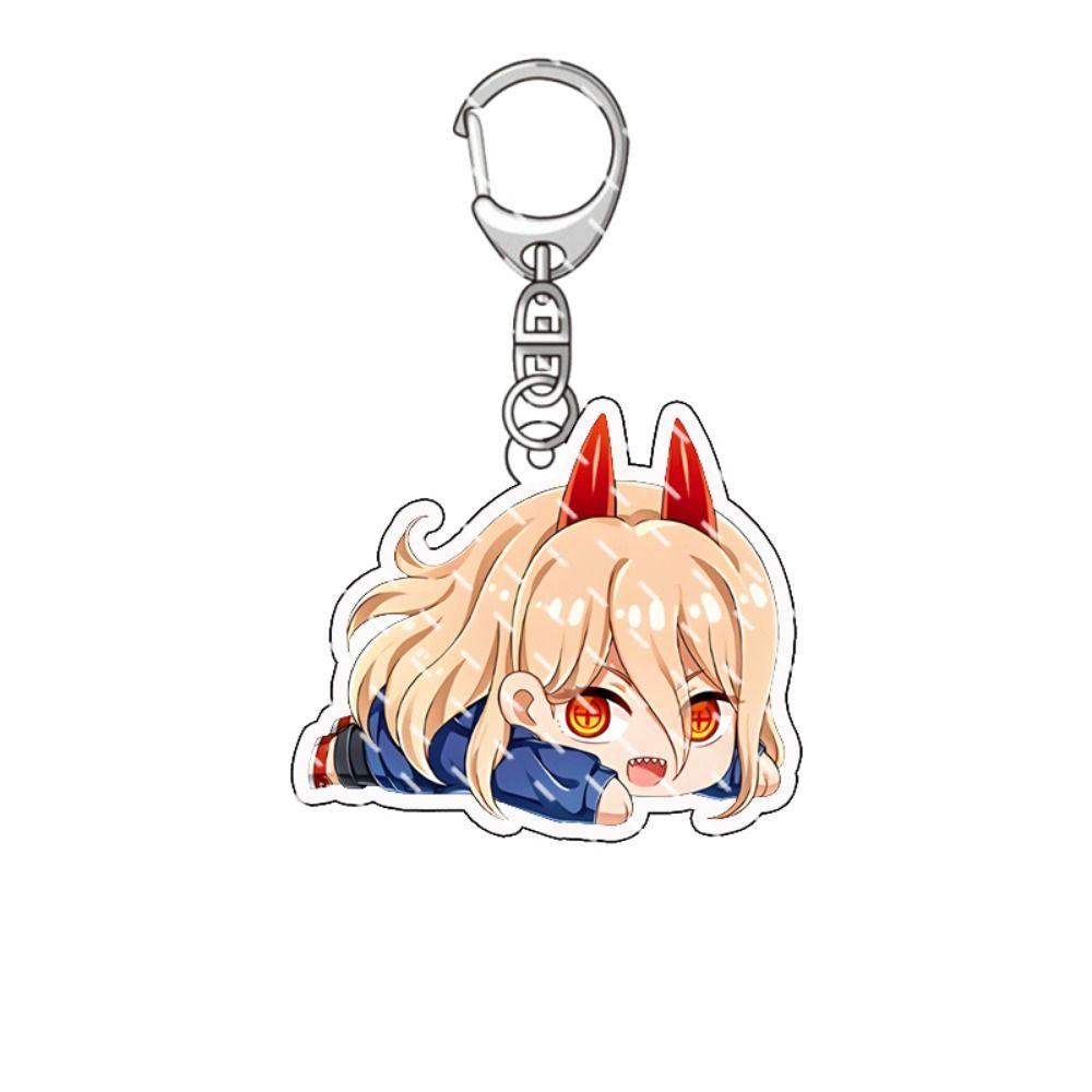 QUINTON Gantungan Kunci Chainsaw Man Koleksi Warna Warni Dekorasi Gantung Denji Pochita Makima Power Tempat Kunci Mobil Angka Anime Ornamen Handbag Charms Acrylic Chainsaw Man Keyring