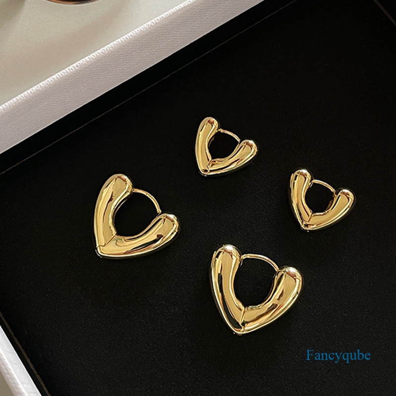 Fancyqube Anting Segitiga Persegi Geometris Anting Tembaga Cinta Hati Bintang Huggie Earrings