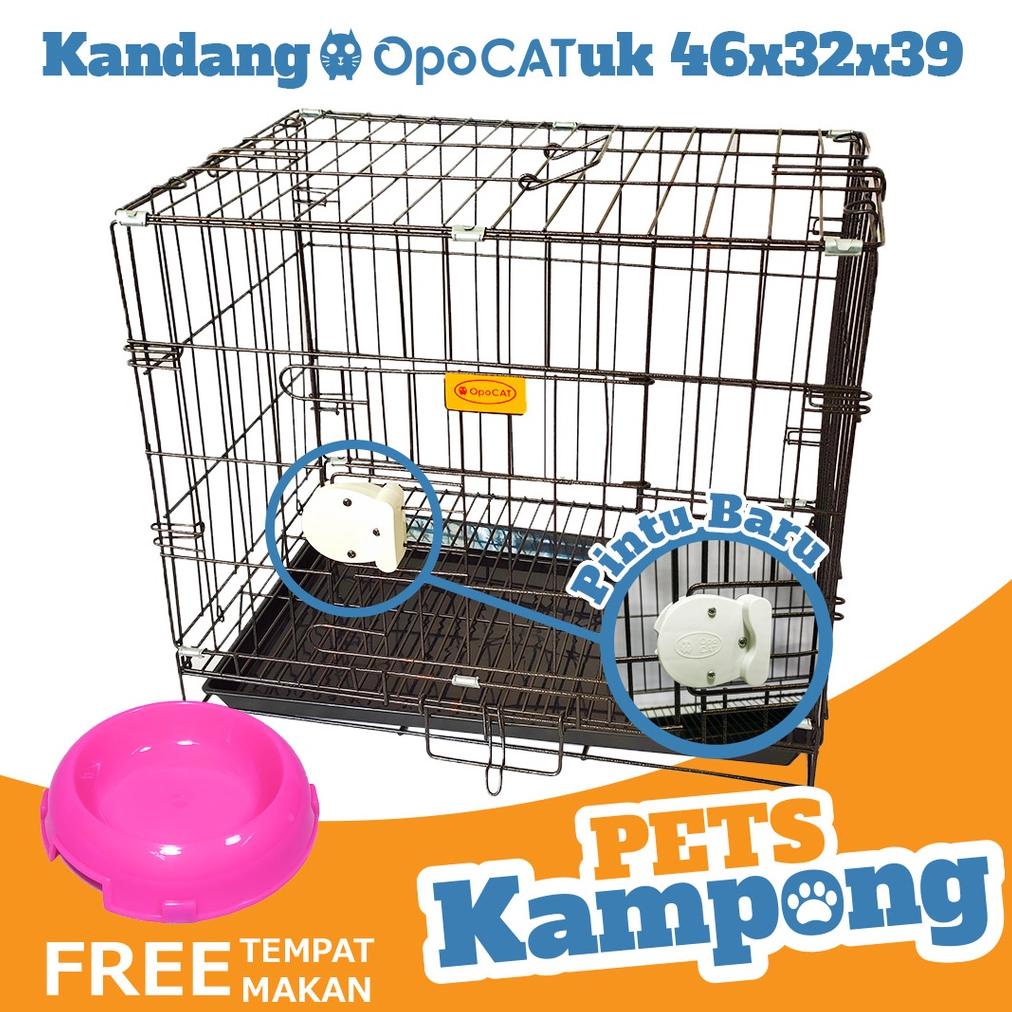 Opo Cat - Kandang lipat Pintu Baru kucing kelinci besi anti-karat ukuran kecil (s) (46x32x39)
