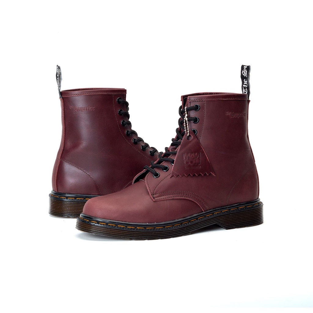 Mancow High Boots Crazy Horse Marun Sepatu Formal Pria Wanita Original Kulit Asli