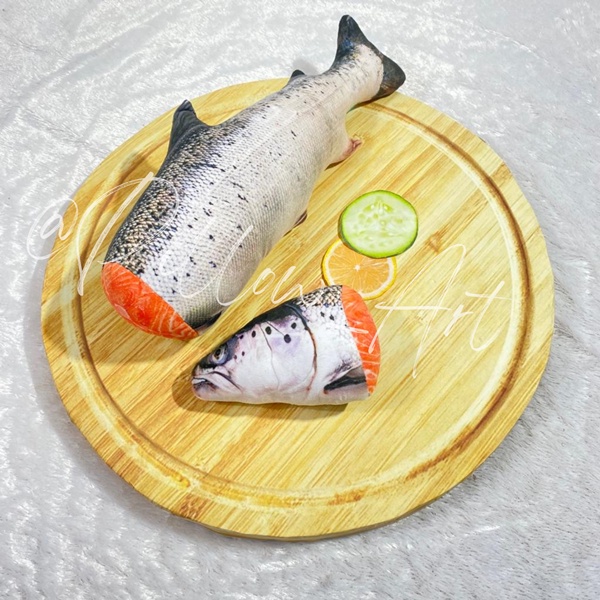 Pillowart - Bantal Boneka Ikan Salmon Potong Size L - ART039