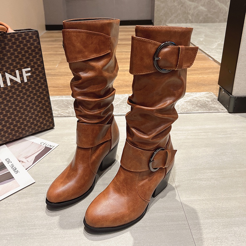 ✅PINKEY P119 Boots/Sepatu Winter Overknee Leather Kulit Fashion Wanita