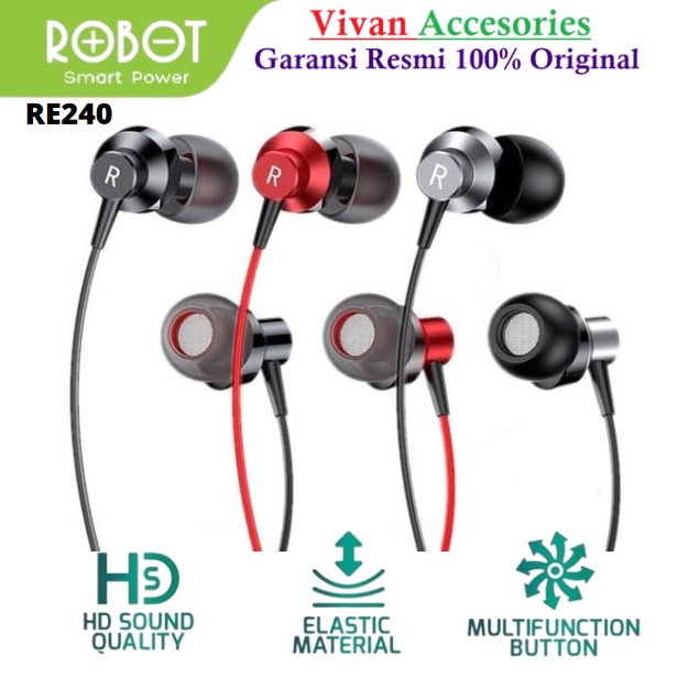 ROBOT RE240 / RE240S Wired Headset High-definition Sound Quality With Smart Control Button_Dark