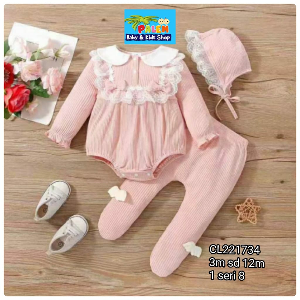 Catell Love Jumper Set + Topi / Jumper Set Baby usia 0-9 BULAN