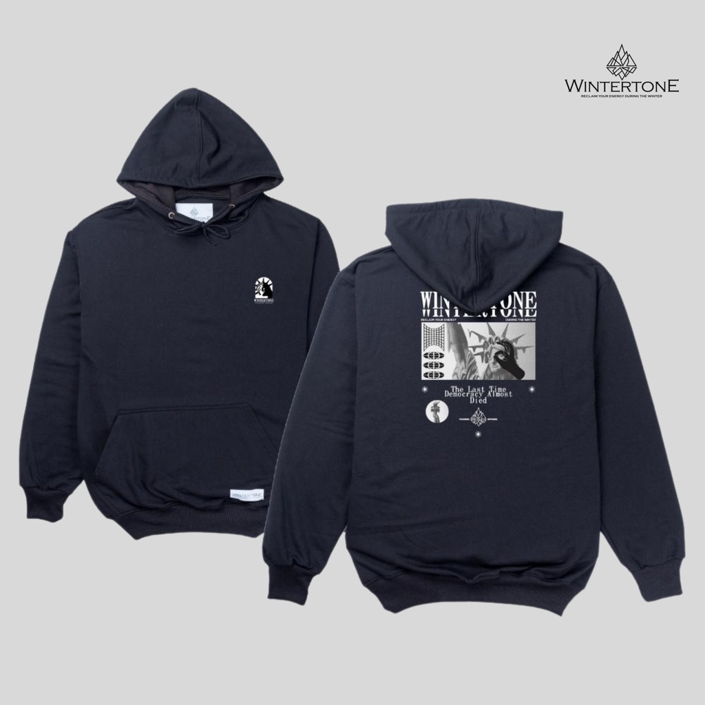 Sweater Hitam Hoodie Distro Pria Original WNTRN Streetwear Series 4 Lokal Brand Bandung Polos Hudie Sweter Cowok WINTERTONE