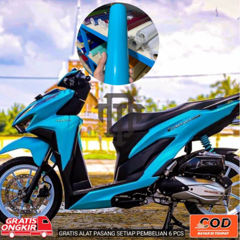 Sticker skotlet motor dan mobil WARNA BIRU TOSCA GLOSSY KUALITAS PREMIUM