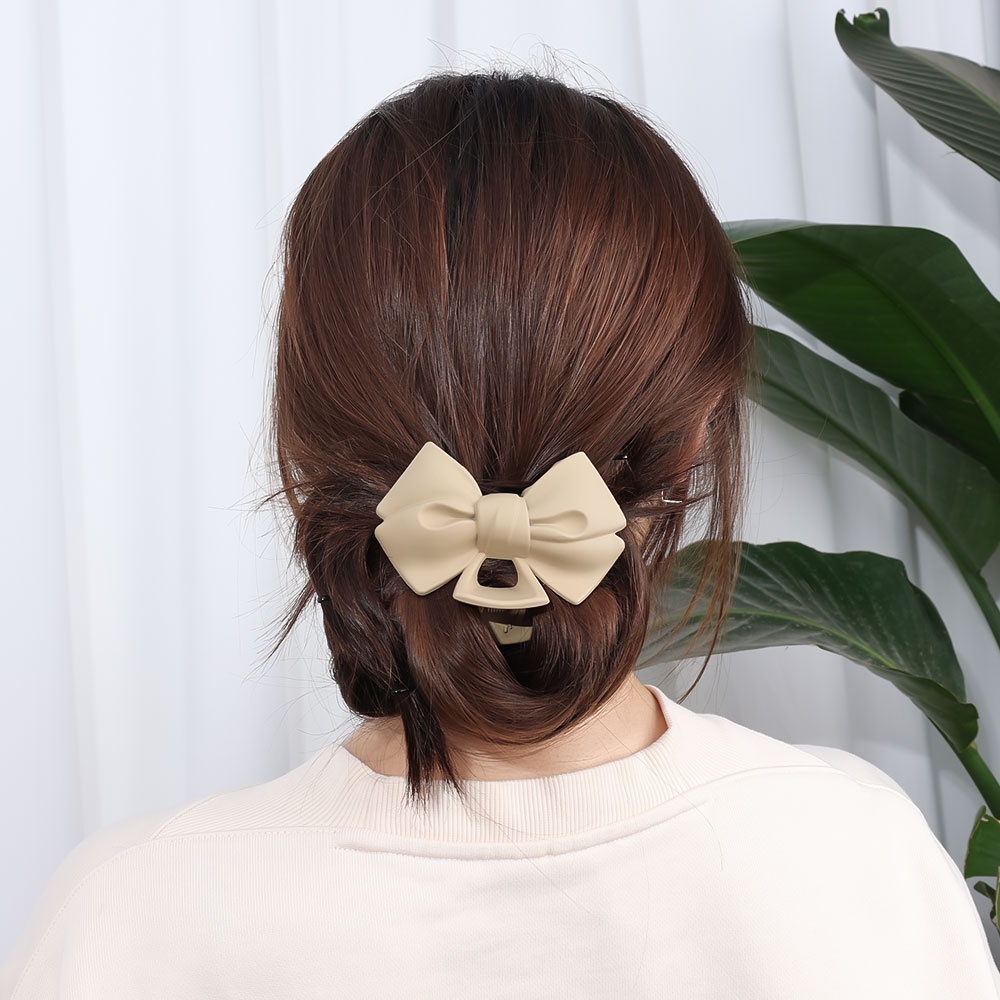 Hair Claw Back Head Shark Jepit Rambut Gadis Korea INS Style Acrylic Bow Hair Clip Headwear Aksesoris Rambut Hair Pin Vintage Besar Elegan Ladies Wanita