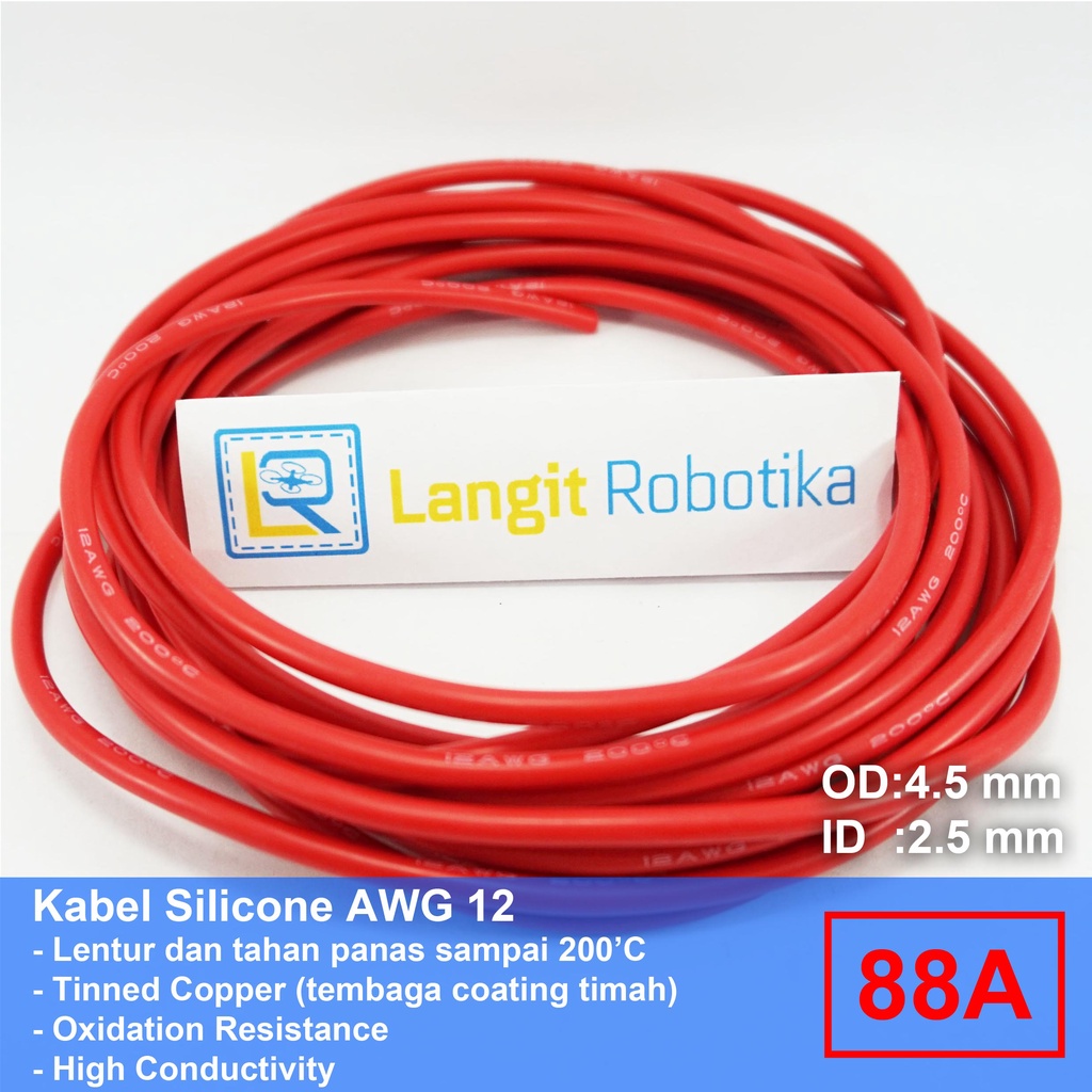 AWG 12 Kabel Silicone AWG12 Cable Silikon Wire RED Merah RC Plane