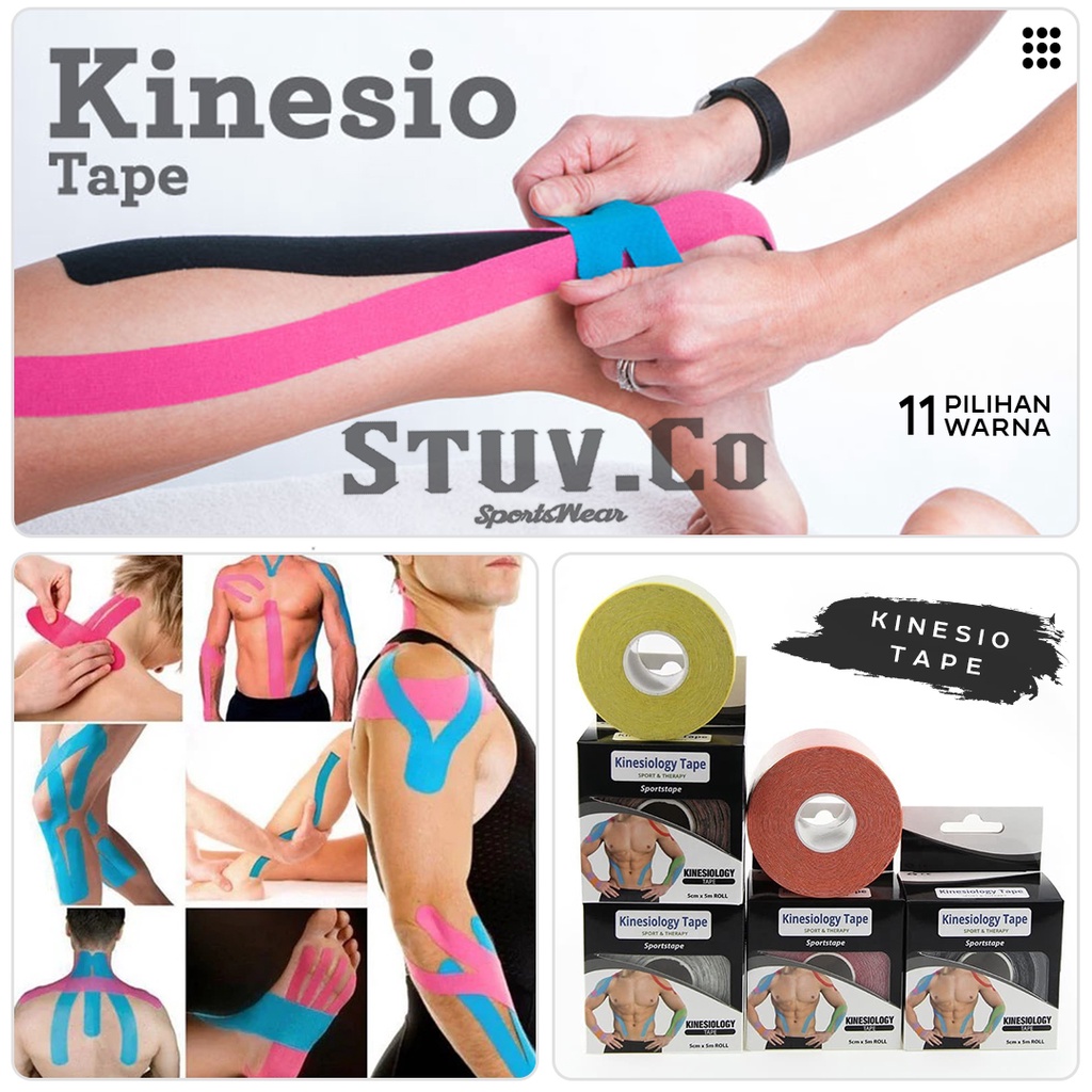 KINESIO TAPPING TAPE KINESIOLOGY TAPE BUKAN FINGER TAPE 5CM X 5M PELINDUNG OTOT OLAHRAGA PRIA WANITA