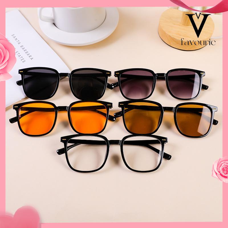 CODKacamata Hitam Anti Radiasi Kacamata Korea Fashion Retro Bingkai Hitam Sunglasses Untuk Wanita/Pria-FA