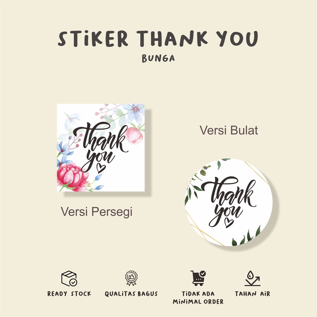

stiker paking olshop tema BUNGA/stiker thank you murah