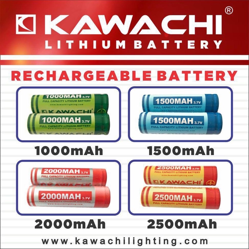 BATERAI LITHIUM Kawachi 18650 ORIGINAL Li-ion Battery Rechargeable