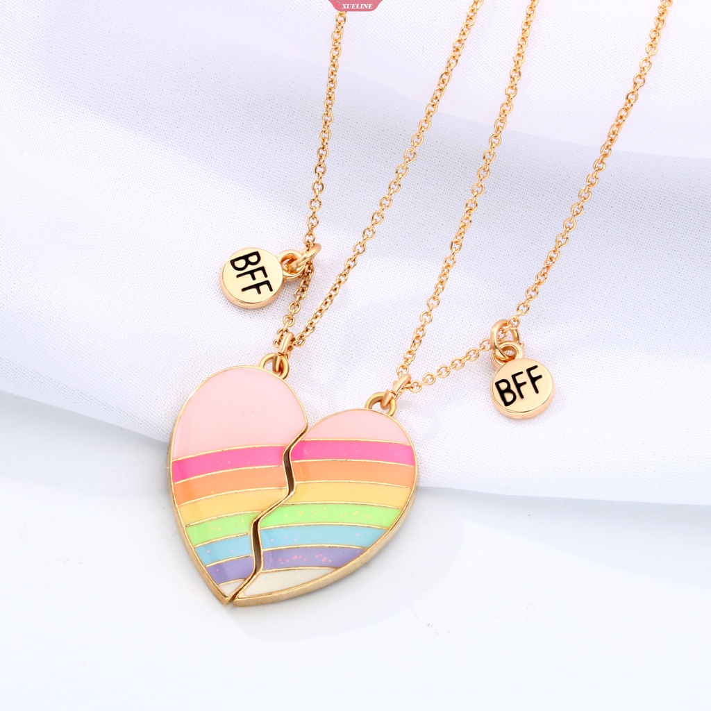 Fashion Baru Pelangi Berbentuk Hati Kalung Perempuan magnet Atraksi Cinta Liontin Pasangan Anak Persahabatan Perhiasan 2 Pcs/set [ZXL]