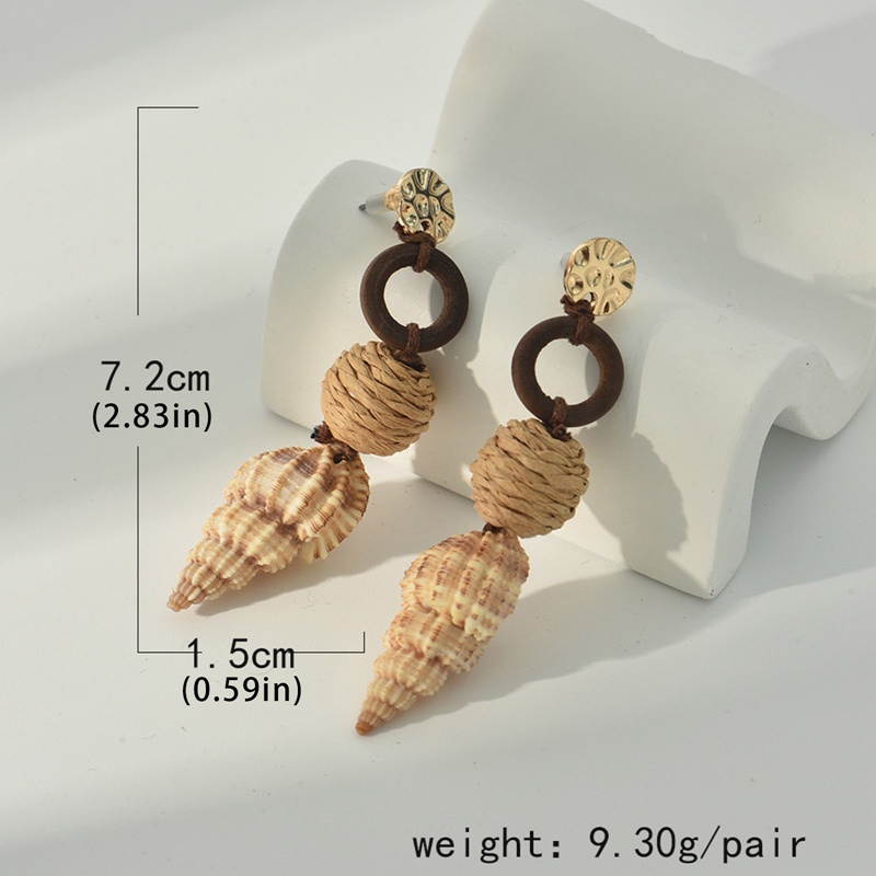 Fancyqube Anting Shell Keong Kepribadian Gaya Pantai Dua Warna Anting Shell Keong Wanita Anting Fashion Korea Untuk Wanita