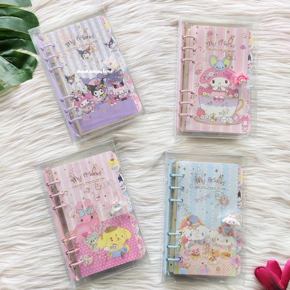 

Notebook Kawaii A6 Diary Ring 100 Halaman Sanrio Kartun Diy Buku Diary Lucu Alat Tulis Gemoy