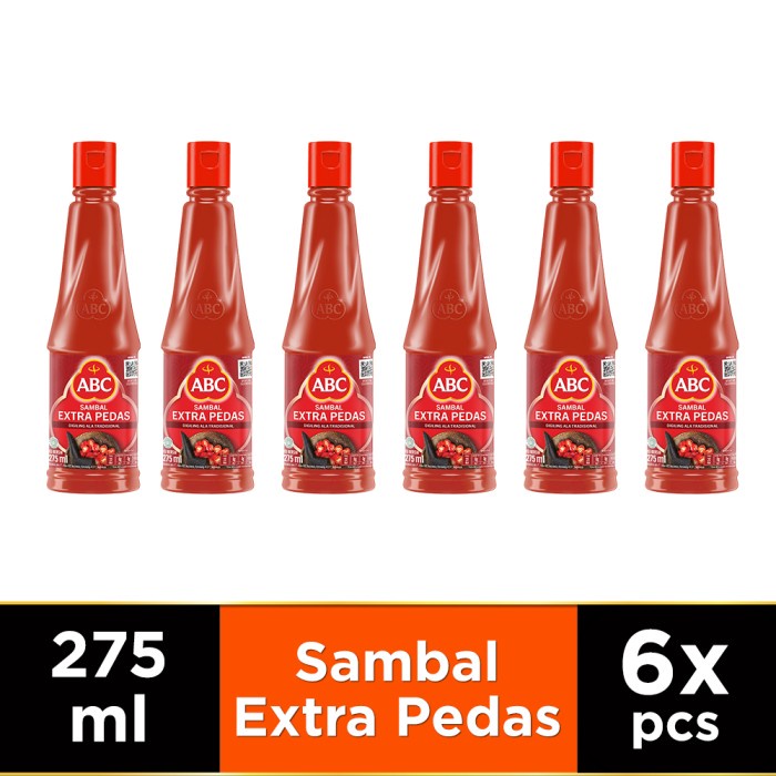 

ABC Saus Sambal Extra Pedas 275 ml - Multipack 6 pcs