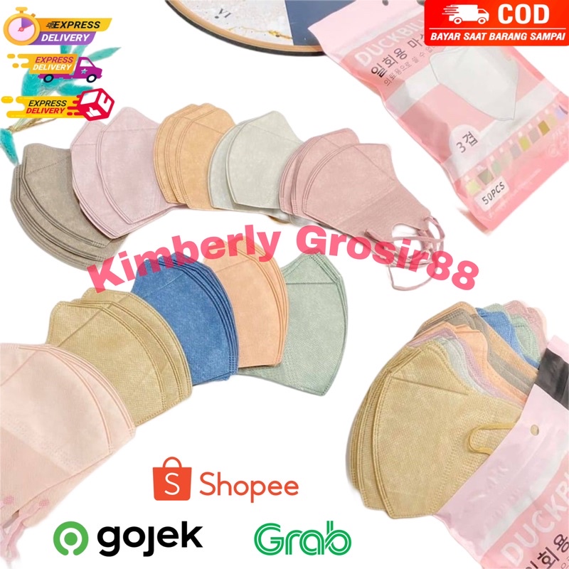 MASKER DUCKBILL 3ply isi 50pcs / KN95 / KF94 EARLOOP WARNA HARGA GROSIR TERMURAH