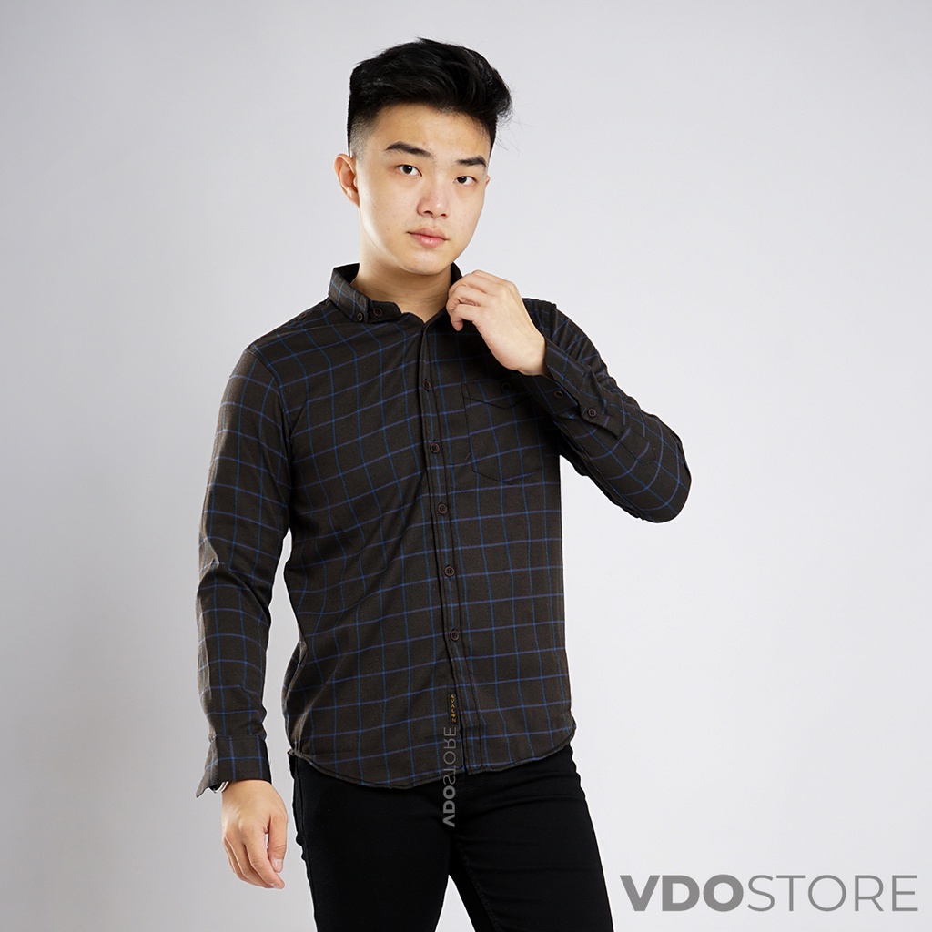 KEMEJA FLANEL PRIA 23 BLUE UV COFFEE - M L XL - KEMEJA LENGAN PANJANG VDOSTORE DEWASA BAJU FLANNEL TANGAN PANJANG HITAM NAVY ABU MOTIF KEMEJA COWOK MURAH DEWASA SANTAI TEBAL KUALITAS IMPORT BAJU CATUR PANEL FANEL