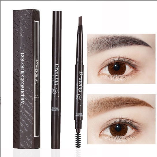 LAMEILA Geometry Colors Double Heads Eyebrows Pensil Alis Eyebrow Brush Waterproof Tahan Air