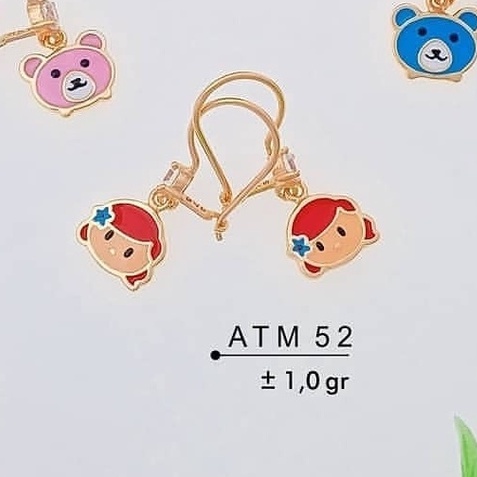[1 SET] ANTING CINCIN ANAK EMAS ASLI KADAR 8K (375) KARAKTER PRINCESS ARIEL CANTIK -  CA 2 ATM 52