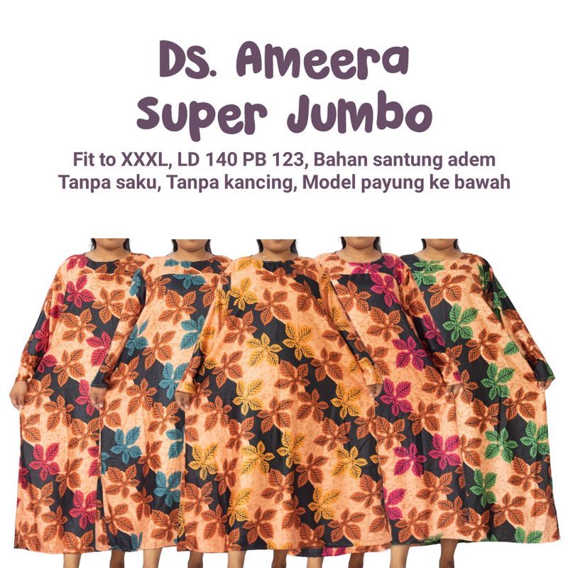 Daster Super Jumbo Lengan Panjang Motif Batik LD 140/Daster Super Besar/ Daster Muslimah Panjang