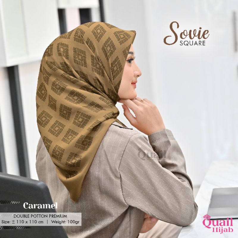Hijab Segi Empat Motif Polly Cotton SOVIE Original Jilbab Quail