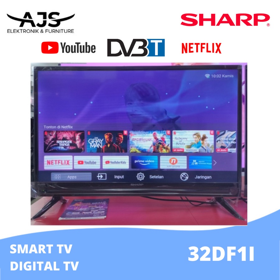 TV SHARP 32 INCH SMART TV 32DF1I GARANSI RESMI