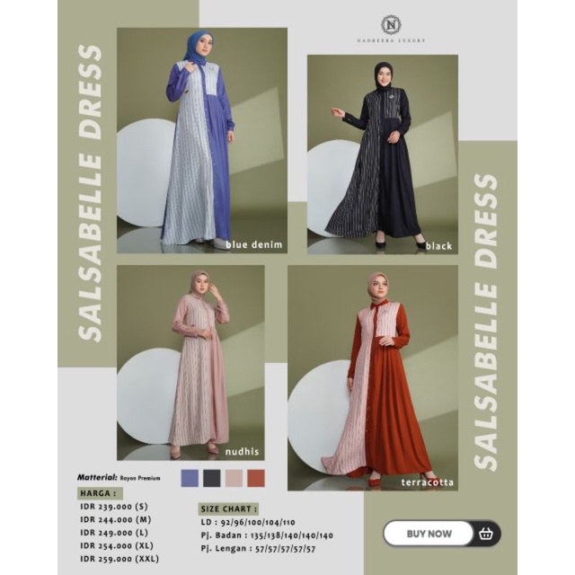 PREMIUM DRESS/COD/NEW COLLECTION SALSABELLE DRESS BY NADHEERA LUXURY/GAMIS MOTIF SALUR/DRESS POLOS/G