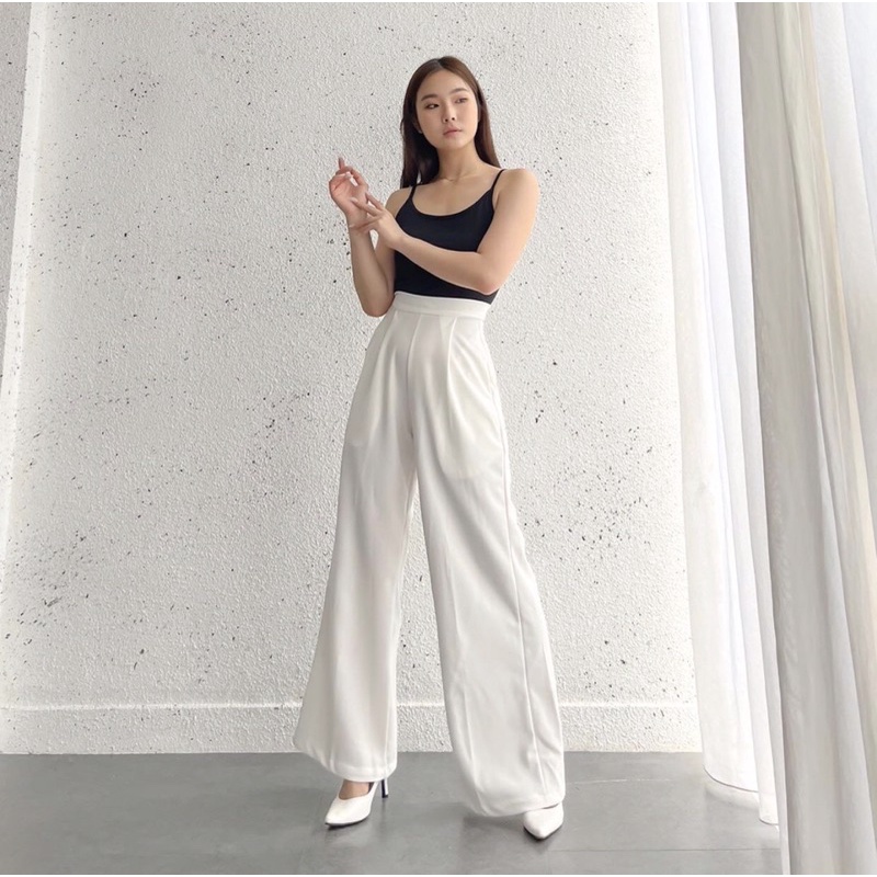 WESLEY WIDE KOREAN LONG PANTS - CELANA PANJANG KERJA WANITA PREMIUM - CELANA CULLOTE BAN PINGGANG - HADIAH ATAU KADO ULTAH CEWEK