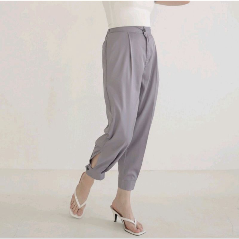 BISA COD{HIGHWAIST MIDI JOGGER PANTS/CELANA KANTOR/CELANA SANTAI/CELANA TERBARU