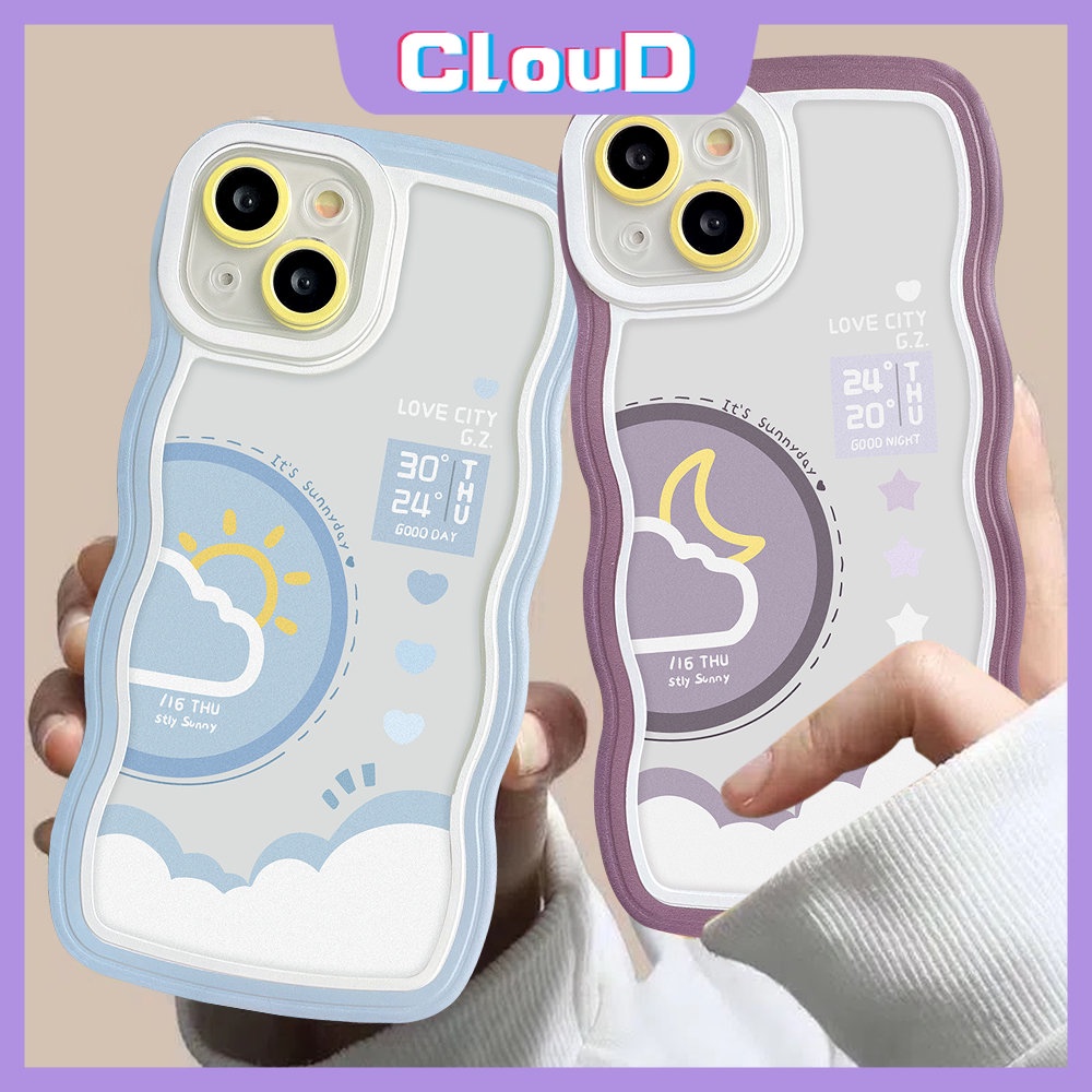 Wavy Edge Soft Tpu Couple Case Realme C35 C25Y C20 C11 9 Pro+C20A C11 C30 C3 C33 C25s C15 C21Y C17 C12 C25 8Pro 9 7 9i 7i 10 5 6i 8i 5i 8 Siang Malam Ramalan Cuaca Belakang Sarung