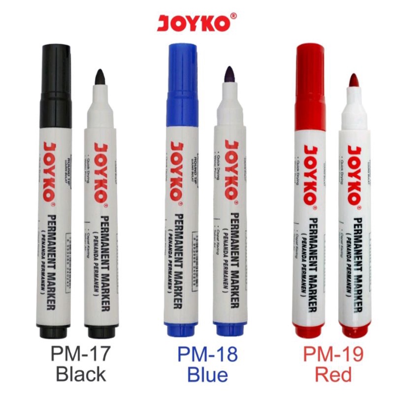 

(1 Biji) GROSIR Spidol Permanent Marker Joyko PM-17 PM-18 PM-19 Round Tip