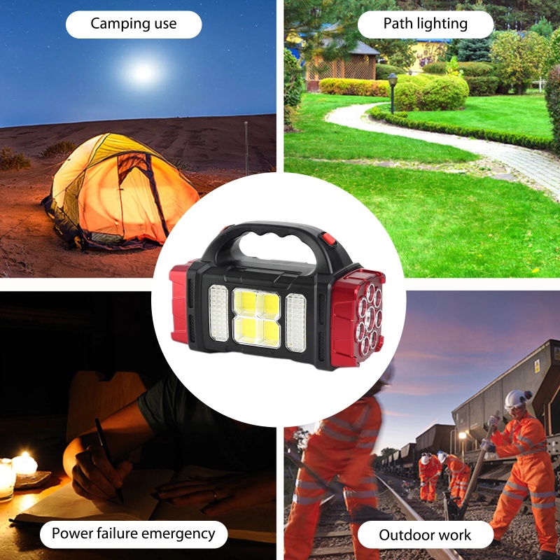 Senter LED Portable/ USB Rechargeable Waterproof Lantern Torch/ Lampu Tenaga Surya Emergency Outdoor Untuk Camping Hiking