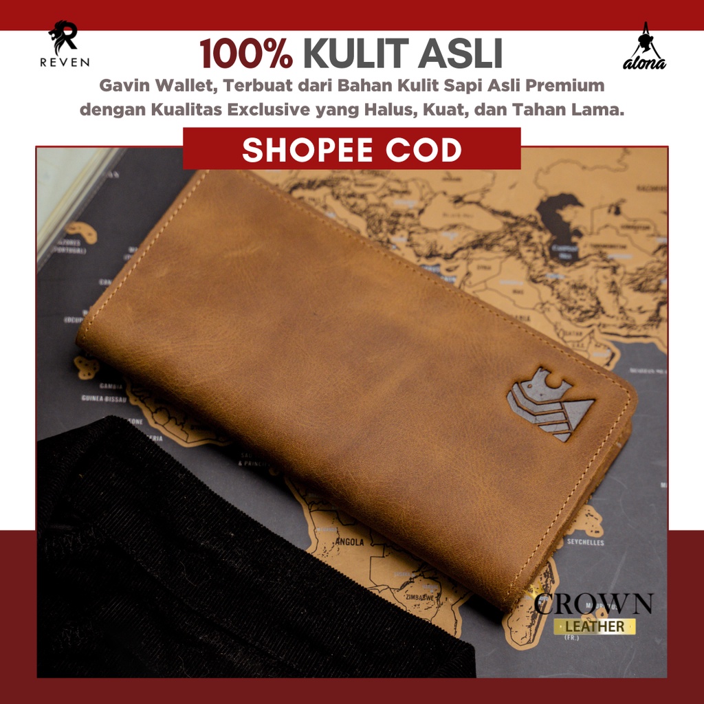 Dompet Kulit Sapi Asli Model Panjang GAVIN WALLET Fashion Pria Cowok Kekinian 100% Original Leather Wallet Crazy Horse Type by Crown Leather CrownLeather Store