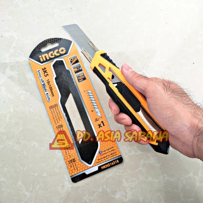 

Cutter Besar 18mm INGCO HKNS16518 Auto Lock Snap Off Blade Retract SK5