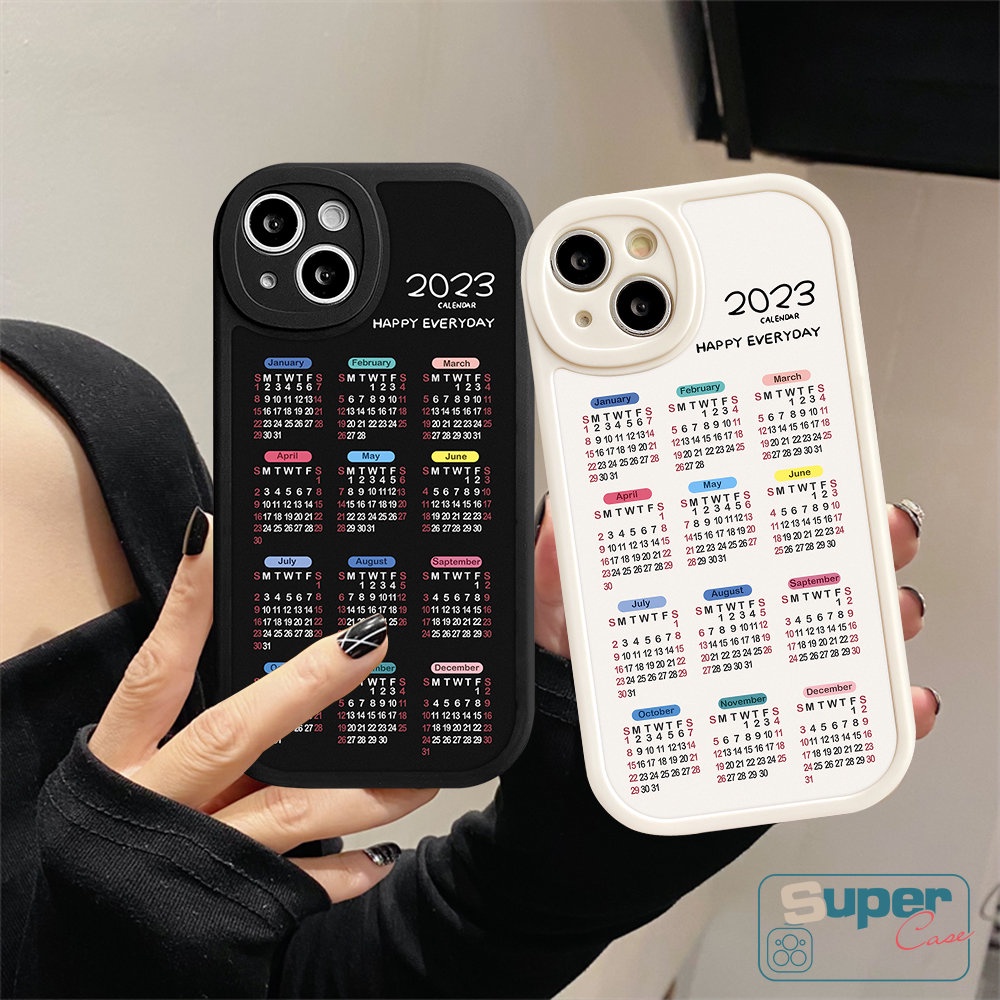 IPHONE Casing Hp Untuk Iphone11 14 12 13 Pro MAX XR X XS Max6 6s 78 Plus 14Plus SE 2020couple Soft TPU 2023kalender Pelindung Lensa Back Cover