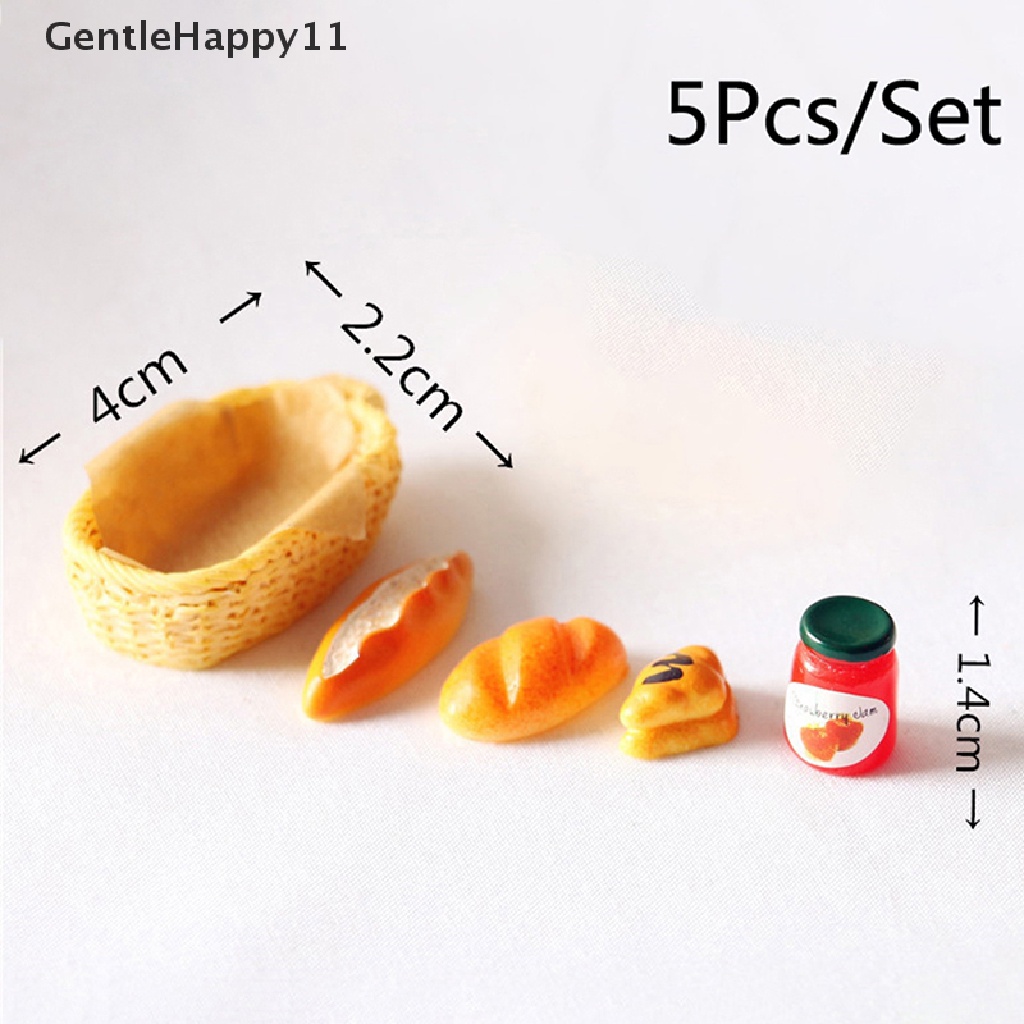 GentleHappy 5pcs/set Dollhouse Miniature Accessories Simulation Bread Basket Model Toys id