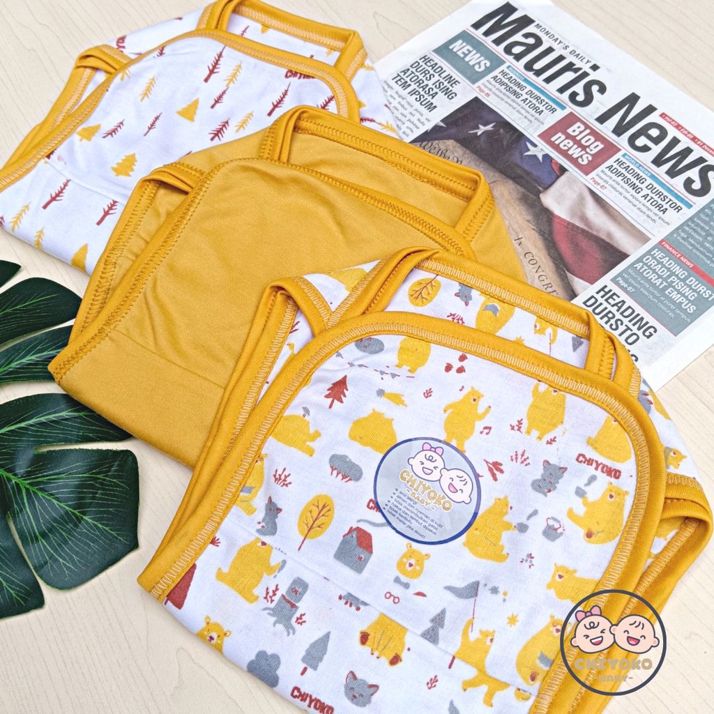 6 Pcs / 12 Pcs Popok Tali Bayi Baru Lahir Double Kain Serian MUSTARD Chiyoko Baby