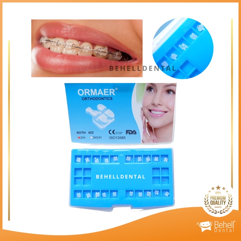 BRACKET BEHEL MINI CERAMIC CUTE CLEAR - Bracket Behel Permanen Perawatan Gigi Transparan Transfarant Transfaran Bening Ormaer - Braket Keramik Ceramik Keramic Original Behelldental