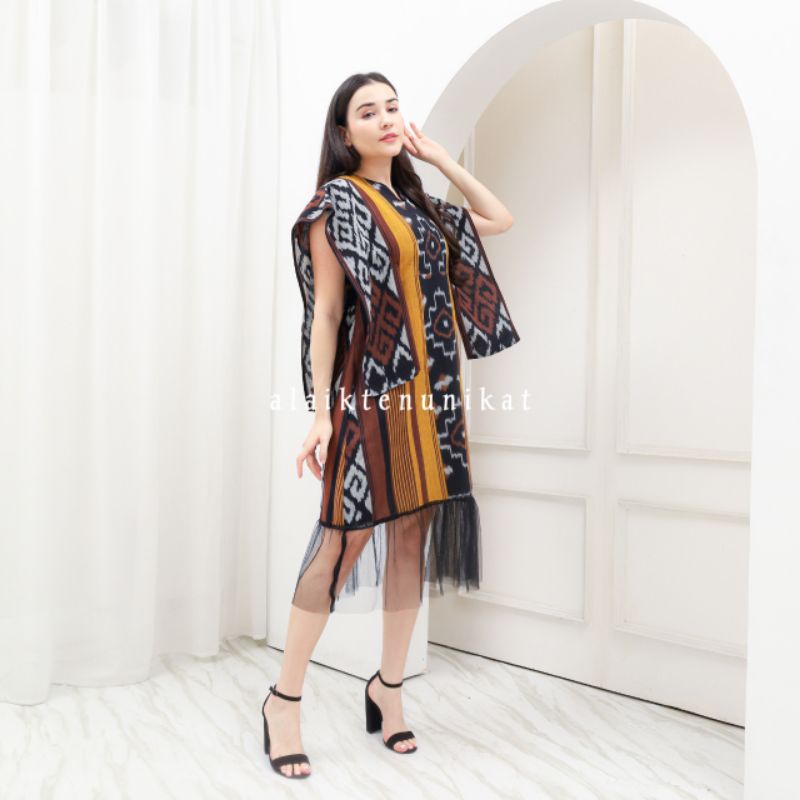 DRESS TENUN ANGGUN 02 - DRESS ETHNIK - BAJU TENUN - DRESS WANITA - DRESS TENUN WANITA