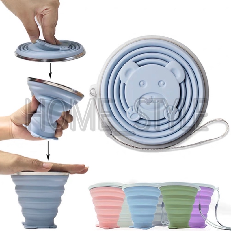 GELAS LIPAT SILIKON 270ML / FOLDABLE CUP TRAVELING / SILICONE CUP PORTABLE MULTIFUNGSI JRW0089