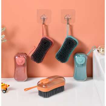Sikat Pembersih Cleaning Brush Dengan Dispenser Tempat Sabun Cair Otomatis / Sikat Pembersih Baju Pakaian Laundry Sepatu Lantai Dapur Toilet Serbaguna Praktis Efisien Pencet Tekan / Cleaning Brush Alat Pembersih Noda Kotoran / Sikat Pembersih Multifungsi