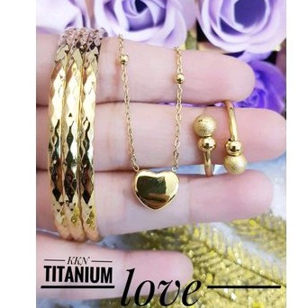 Titanium Set Perhiasan Wanita Gold Lapis Emas 24k 1215g