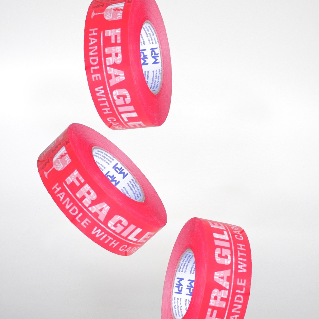 

gk Lakban Fragile Merah Jangan Dibanting Jumbo 48mmx300 Yard MPI Murah