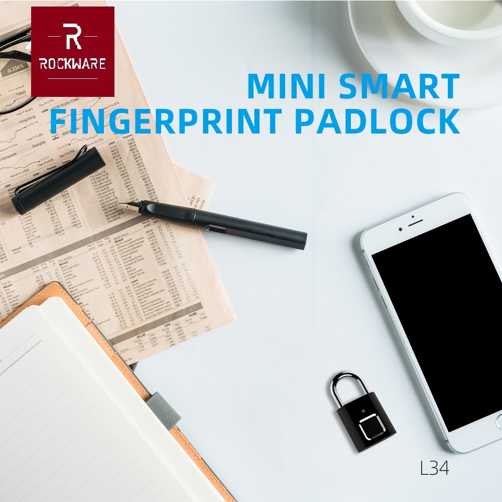 AKN88 - ROCKWARE RW-L34 Mini Fingerprint Lock - Gembok Kecil Sensor Sidik Jari