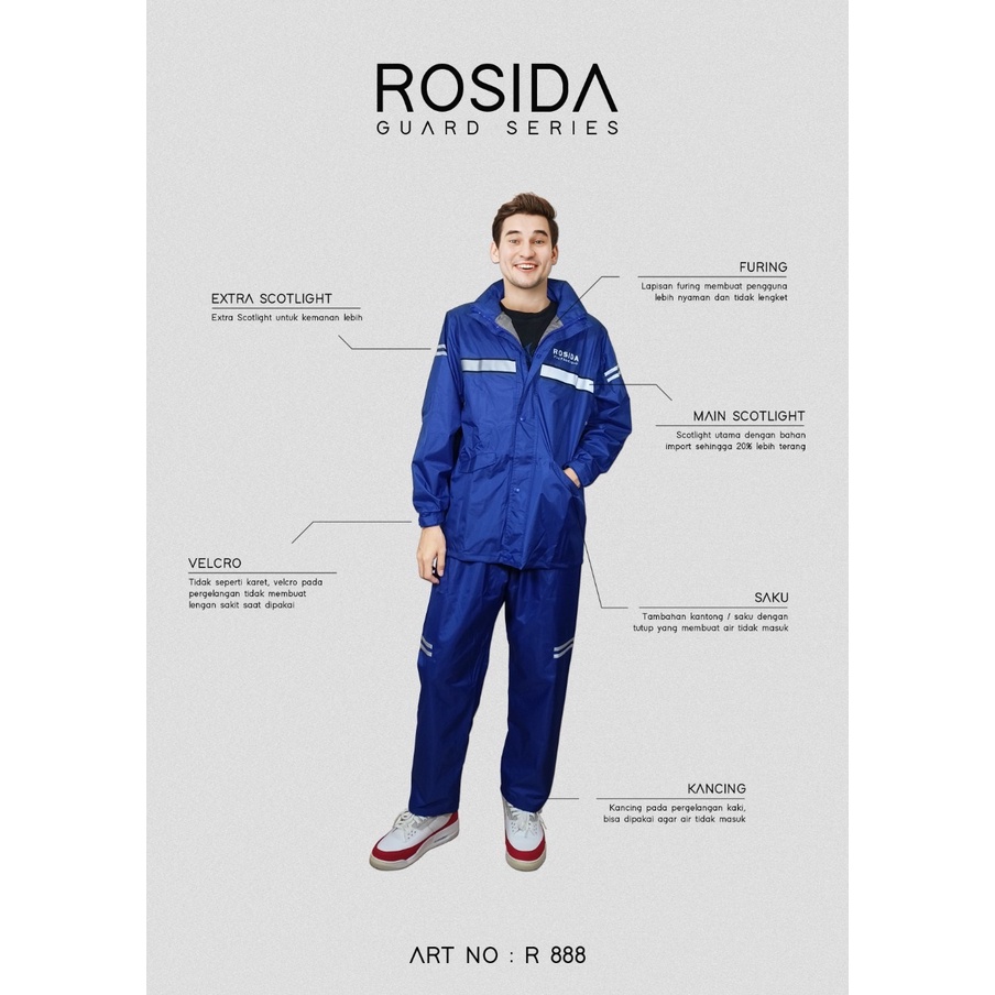 FELWINSHOP  Jas Hujan Rosida Jaket Celana Dewasa Edisi Parasut Kualitas Premium R888