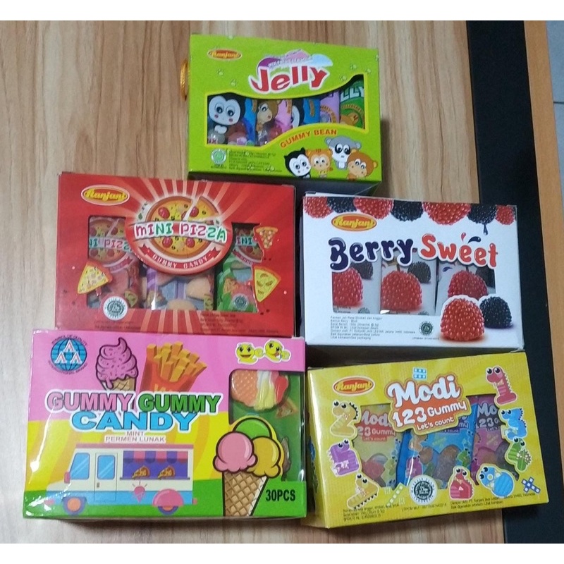 

PERMEN MODI RANJANI 1BOX ISI 30PC // RANJANI BERRY SWEET // MODI 123 // RANJANI GUMMY BEAR // RANJANI MINI PIZZA